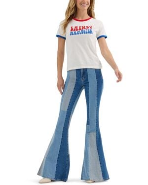 Wrangler X Lainey Wilson Slim Ringer Tee - Blue