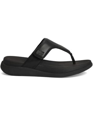 Fitflop S F Mode Go Adjustable Flatform Toe Post Synthetic All Black Sandals 5.5 Uk