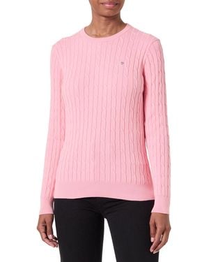 GANT Stretch Cotton Cable C-Neck - Pink