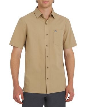 Quiksilver Regular Fit Premium Cotton Short Sleeve Button Down Seersucker Shirt - Green