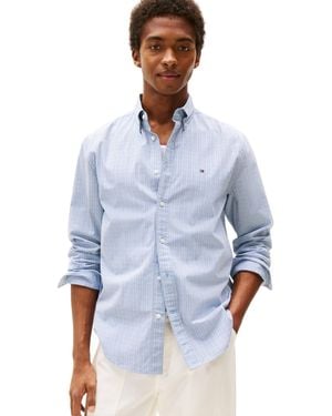Tommy Hilfiger Flex Poplin Klein Tartan Shirt Mw0mw39459 L/s Shirt - Blauw