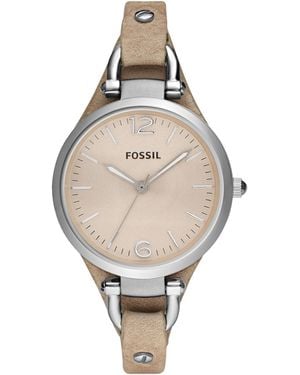Fossil Georgia Quartz Stainless Steel And Leather Three-hand Watch - Natural