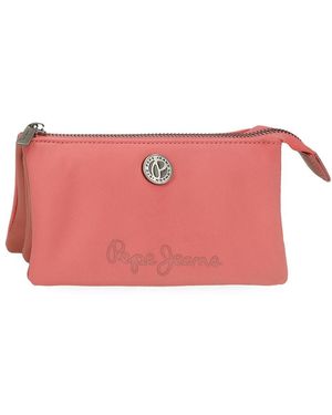 Pepe Jeans Corin Monedero Tres Compartimentos Rosa 17,5x9,5x2 cms Poliéster y PU by Joumma Bags