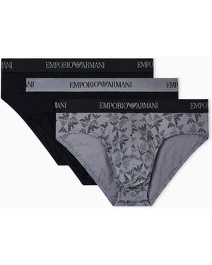 Emporio Armani Pure Cotton 3 Pack Brief - Black