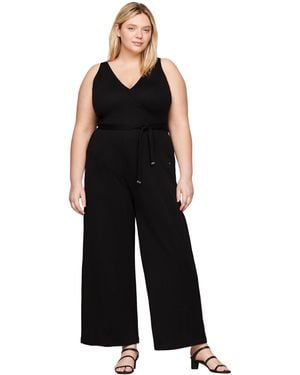 Tommy Hilfiger Combinaison Ajustée Smooth Lines One Piece Col en V - Noir