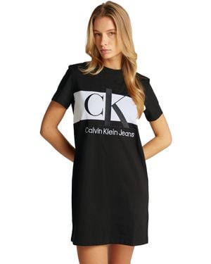 Calvin Klein Calvin Klein 's Blocking Short T-shirt Dress - Black
