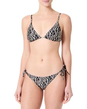 Emporio Armani Standard Logomania Triangle Top And String Brief Bikini Bottom Set - Black