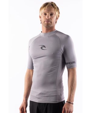 Rip Curl Standard Short Sleeve Rashguard-upf 50+ Sun Protection Surf Shirt - Gray