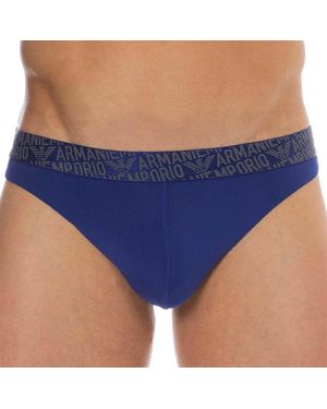 Emporio Armani The New ICON Essential Microfiber Thong Tanga-Höschen - Blau
