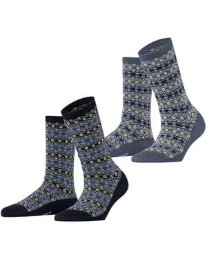 Esprit Socken Scandinavian Multipack W So Baumwolle gemustert 2 Paar - Blau