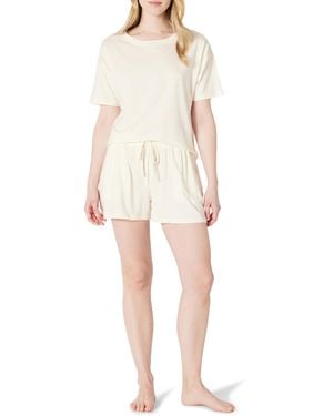 Amazon Essentials Soft Cotton Blend Short-sleeve T-shirt And Short Sleepwear Set - Natural