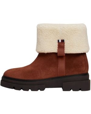 Tommy Hilfiger Faux Fur Suede Roll-Down Boot - Marrón