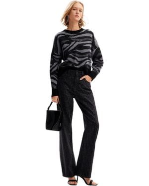 Desigual Maglione da Donna Flat Knit Thin Gauge Felpa - Nero