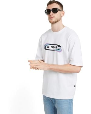 G-Star G-Star Gradient Old Skool Logo Boxy T-Shirt - Weiß