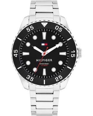 Tommy Hilfiger Reloj con Movimiento de Cuarzo de Tres Manecillas para Hombre con Correa de Acero Inoxidable Plateada - 1792203 - Negro