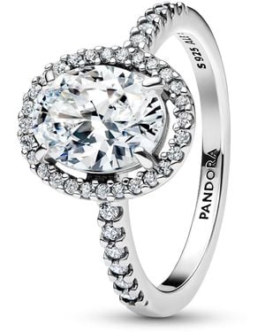 PANDORA Silberring Ovaler Funkelnder Heiligenschein 193777C01-50 Ringgröße 50/15,9 - Mettallic