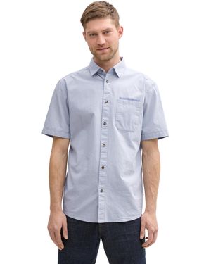 Tom Tailor Regular Fit Kurzarmhemd mit Karomuster - Blau