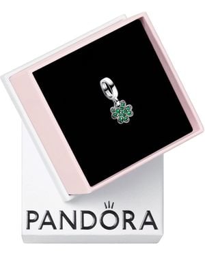 PANDORA Moments Colgante con diseño de trébol de plata de ley con cristal verde real - Negro