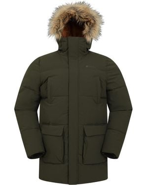 Mountain Warehouse Thermal Tested -50 ° Puffer Coat With Elastic Cuff & Hood - Spring Summer Camping & Outdoors Khaki - Green