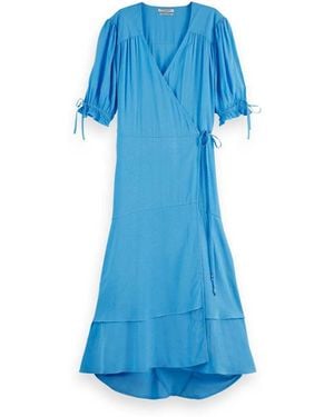 Scotch & Soda Midi Wrap Dress Casual - Blue