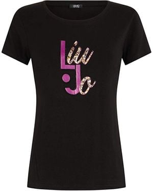 Liu Jo Liu Jo T-shirt Nero/liujo Palm VA5226JS360 NERO/LIUJO PALM S
