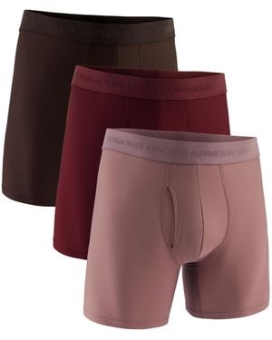 Under Armour Ua Performance Tech Mesh-mod 6 In 3pk,sierra Taupe Boxer Briefs - Purple