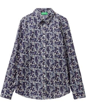 Benetton 5oa95q8u4 Shirt - Blue