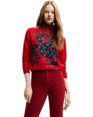 Desigual Redagainst Jers_tula 3193 Red Against Pullover Sweater - Rot