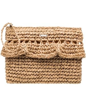 Roxy Stylish Woven Pattern Paper Fabric Straw Crossbody Bag - Metallic