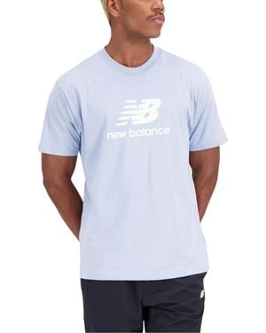 New Balance T-Shirt da Uomo Essentials Stacked Logo Grigio Chiaro Taglia S Codice MT31541LAY - Bianco
