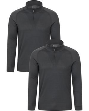 Mountain Warehouse Talus Mens Base Layer Top Multipack - Breathable, Moisture Wicking, Isotherm Top - Autumn Winter, Outdoors, - Black
