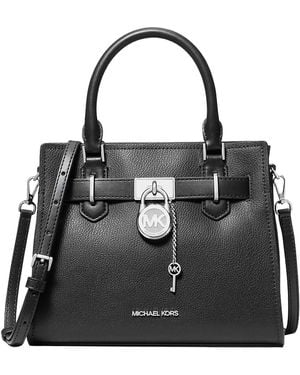 Michael Kors Hamilton Small Leather Satchel Black - Schwarz