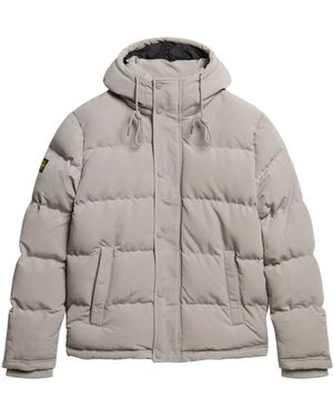 Superdry Kurze Everest Steppjacke mit Kapuze Metallgrau M