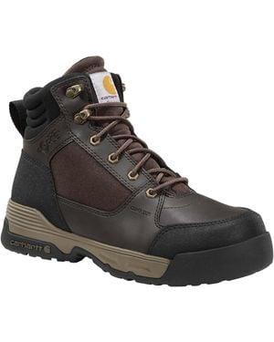 Carhartt Footwear Fx6305m Force® Hd 6" Leather And Fabric Composite Toe Work Boot 10 W Dark Brown - Black