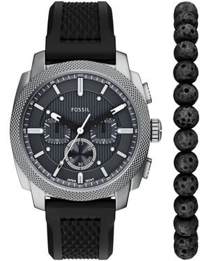 Fossil Machine 42mm Silver-tone Stainless Steel Watch - Black