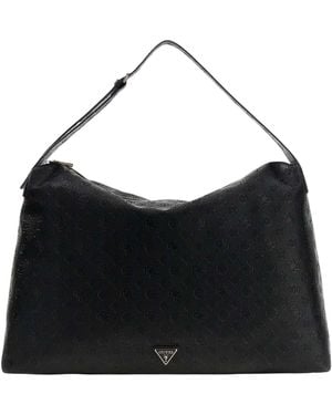 Guess Travel Bag Shoulder Bag Wilder Oversized Hobo Bag Black