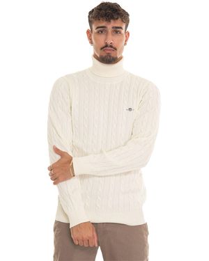 GANT Cotton Cable Turtle Neck Pullover - Weiß