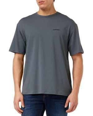 Calvin Klein T-shirt Uomo iche Corte S/S Crew Neck Elasticizzata - Blu