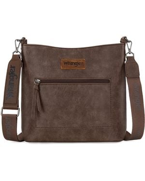 Wrangler Crossbody Bags For Lightweight Handbags And Purses Travel Shoulder Purse - Brown