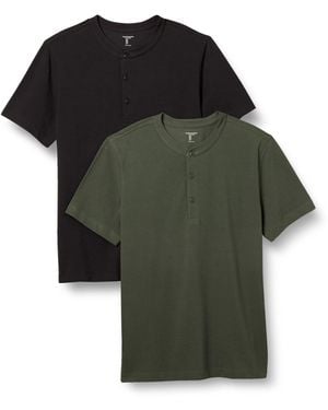 Amazon Essentials Slim-fit Pique Henley Met Korte Mouwen - Groen