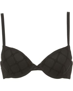 Emporio Armani All Over MESH Monogram Bra Push-Up BH - Schwarz