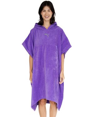 PUMA Poncho da bagno da donna e da uomo – accappatoio unisex – asciugamano - Viola