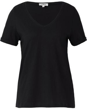 S.oliver Weiches T-Shirt aus Baumwolle mit V-Ausschnitt schwarz 38