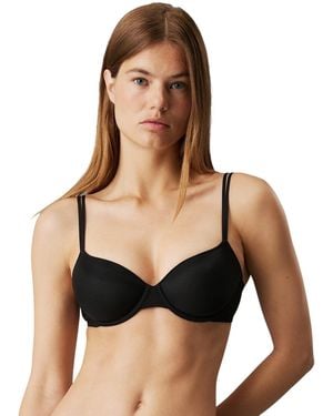 Calvin Klein Lightly Lined Demi Plunge Underwire Bra - Black