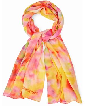 Desigual Foulard Rectangulaire Imprimé Flou - Orange
