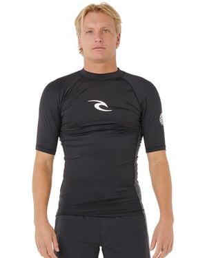Rip Curl Waves Kurzarmshirt UPF 50 UV Sonnenschutz Rash Vest Top schwarz