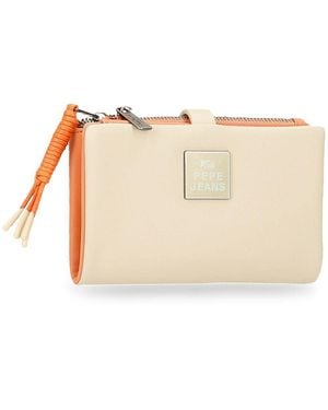 Pepe Jeans Bea Cartera con Tarjetero Beige 14,5x9x2 cms Piel sintética - Neutro