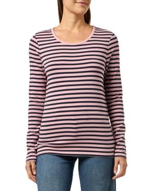 GANT Maglietta Slim Striped 1x1 Ribbed LS T-Shirt - Rosso