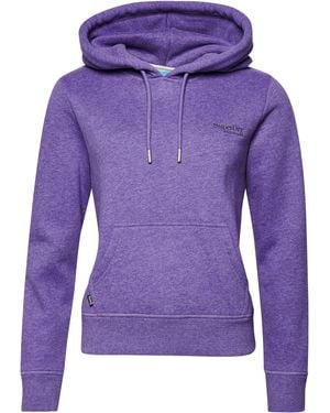Superdry Essential Hoodie mit Logo Leuchtend Lila Meliert 36