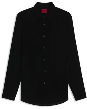 HUGO Kenno Slim-Fit Hemd aus Stretch-Samt Schwarz001 42